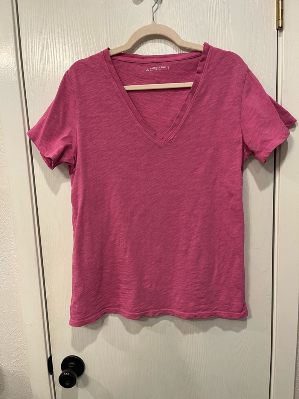 American Giant Heavyweight Slub Cotton V-neck Tee T-shirt Top Women’s Large Pink